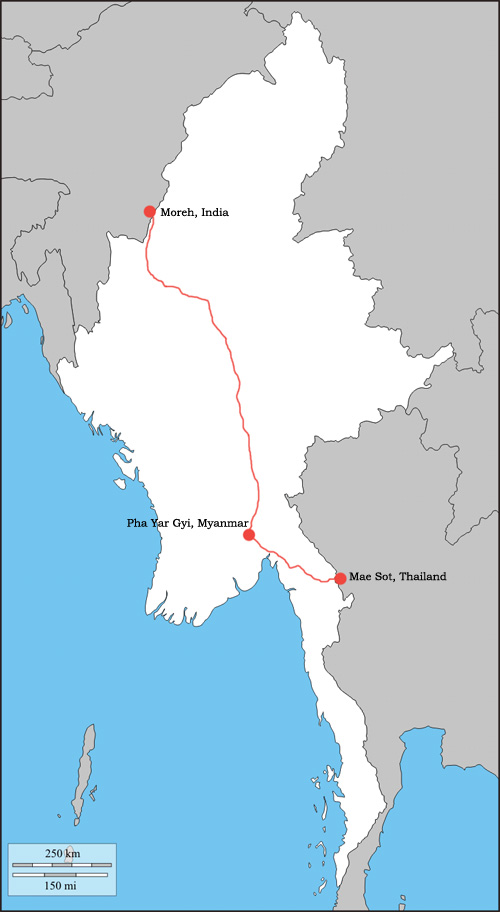Thailand-Myanmar-India-Route